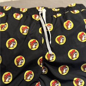 Men's Black Cartoon Print Swim Trunks